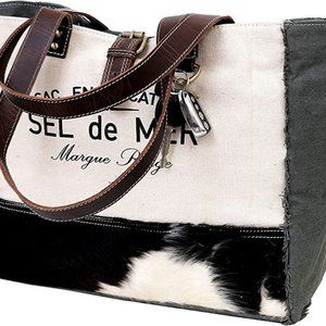 SEL de MER Upcycled Canvas & Cowhide Crossbody & Tote Bag